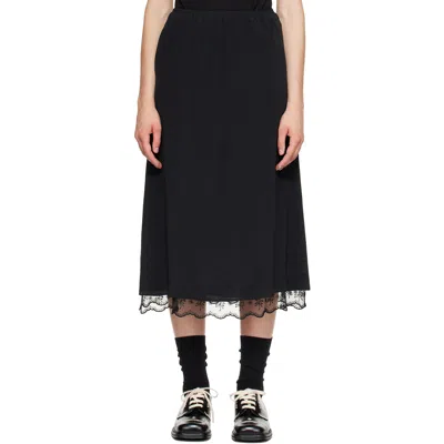 Simone Rocha Black Lace Trim Negligee Midi Skirt