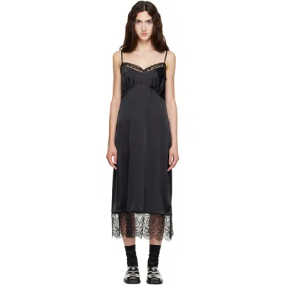 Simone Rocha Black Lace Trim Slip Midi Dress
