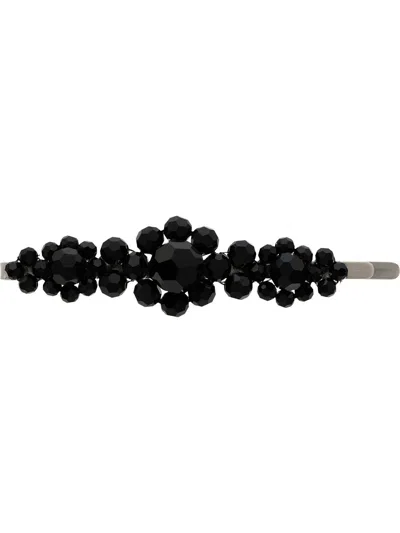 Simone Rocha Black Large Floral Bead Embellished Hair Clip
