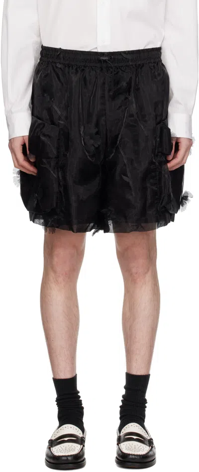 Simone Rocha Black Layered Flap Cargo Shorts