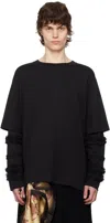 Simone Rocha Black Layered Ruffle Frill Long Sleeve T-shirt In Black