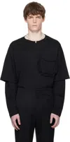 Simone Rocha Layered Ruffle Pocket Long Sleeve T-shirt In Black