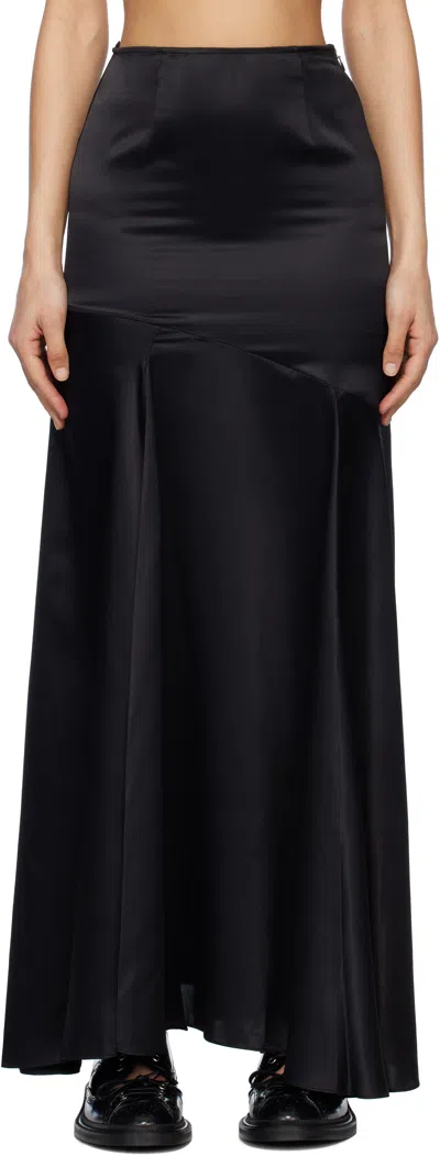 SIMONE ROCHA BLACK LONG SLIT BIAS CUT MAXI SKIRT