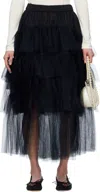 Simone Rocha Tiered Tulle Tutu Midi Skirt In Black