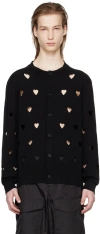Simone Rocha Black Cut Out Love Heart Cardigan In Black