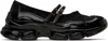 Simone Rocha Crystal Buckle Tracker Leather-trimmed Shoes In Black/pearl/clear