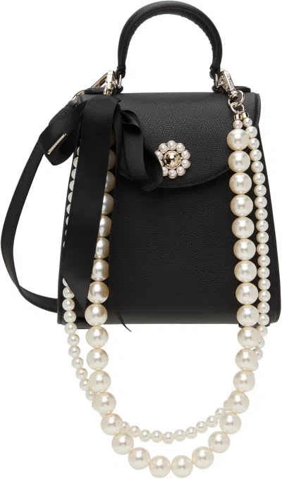 Simone Rocha Black Mini Valentine Bag In Black/pearl
