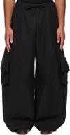 Simone Rocha Black Multi Pocket Puddle Drawstring Cargo Pants In Black