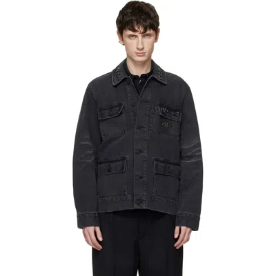 Simone Rocha Black Multi Pocket Workwear Denim Jacket
