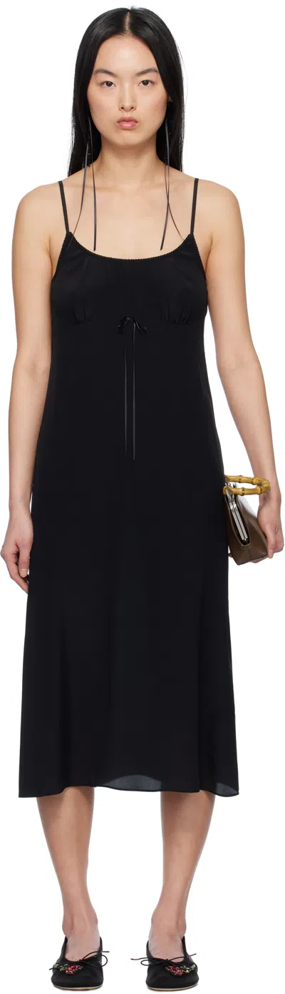 Simone Rocha Black Negligee Bow Slip Midi Dress