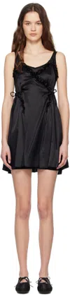 Simone Rocha Black Negligee Satin Patchwork Ballet Minidress In Black/black