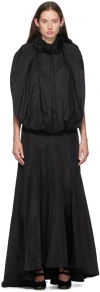 Simone Rocha Black Open Back Bow Balloon Maxi Dress In Black