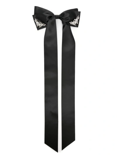 Simone Rocha Oversized Bow Satin Hair Clip In Black