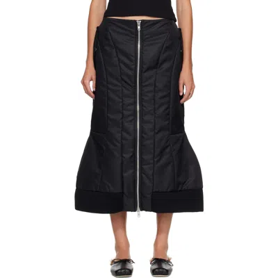 Simone Rocha Black Padded Sculpt Bomber Midi Skirt