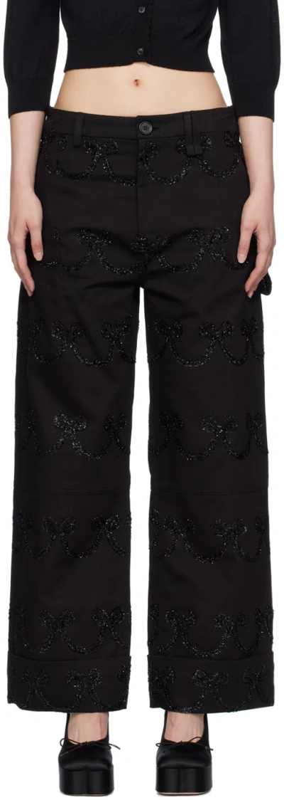 Simone Rocha Black Pattern Trousers In Black/black