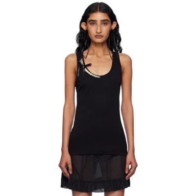 Simone Rocha Black Pearl Chain Tank Top