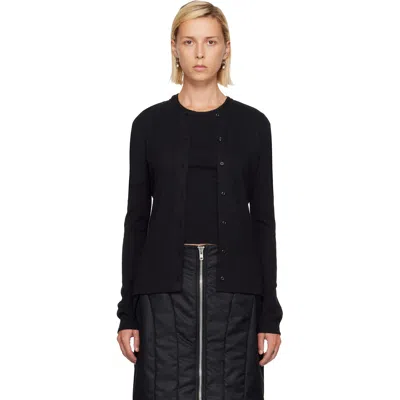 Simone Rocha Black Pointelle Cardigan In Black/pearl