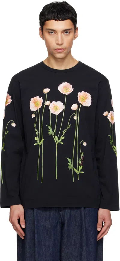 Simone Rocha Black Poppy Field Print Long Sleeve T-shirt