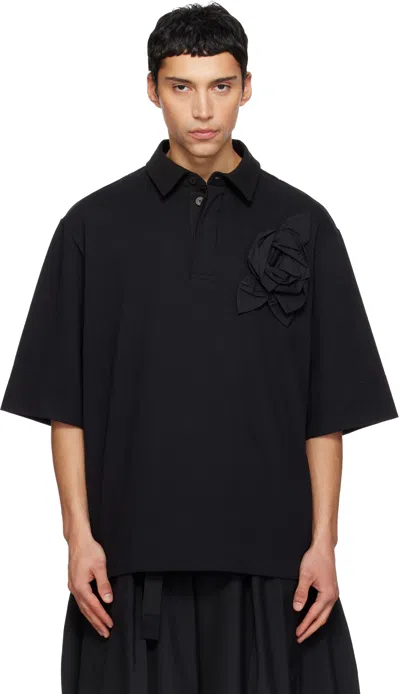 Simone Rocha Black Pressed Rosette Rugby Jersey Polo