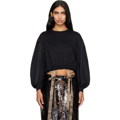 Simone Rocha Black Puff Sleeve Balloon Long Sleeve T-shirt