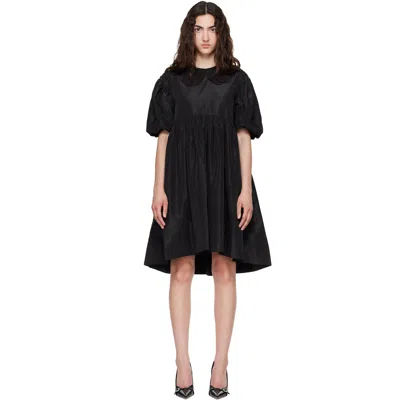 Simone Rocha Black Puff Sleeve Petal Collar Smock Minidress