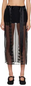 Simone Rocha Black Ribbon Daisy Chain Multi Slit Maxi Skirt In Black