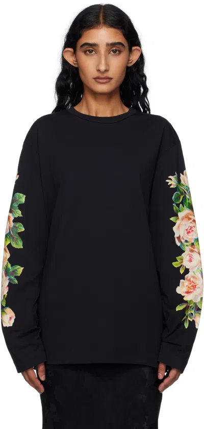 Simone Rocha Black Rose Bouquet Long Sleeve T-shirt