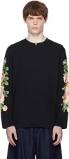 Simone Rocha Rose Bouquet Long Sleeve T-shirt In Black