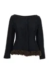 Simone Rocha Black Round Sculpt Tweed Jacket In Pattern