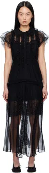 Simone Rocha Black Ruffle Frill Multi-seam Maxi Dress In Black