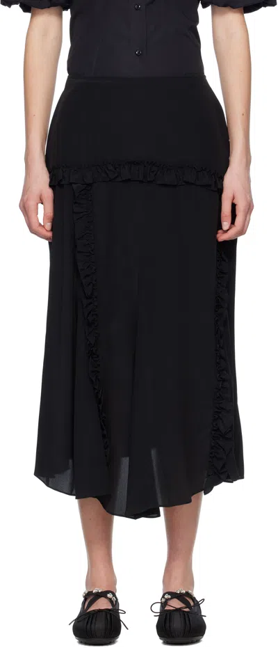 Simone Rocha Black Ruffle Frill Multi-seam Midi Skirt