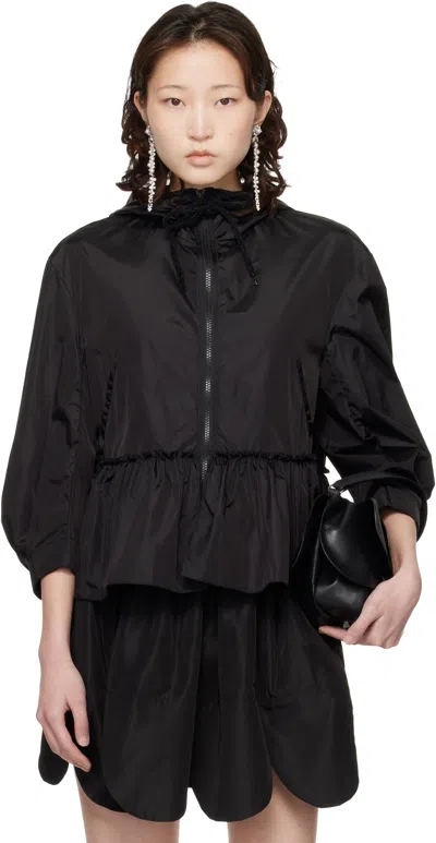 Simone Rocha Ruffle Frill Peplum Jacket In Black