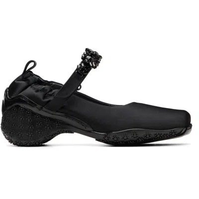 Simone Rocha ブラック Turbo Ballet Runner サテン ローファー In Black