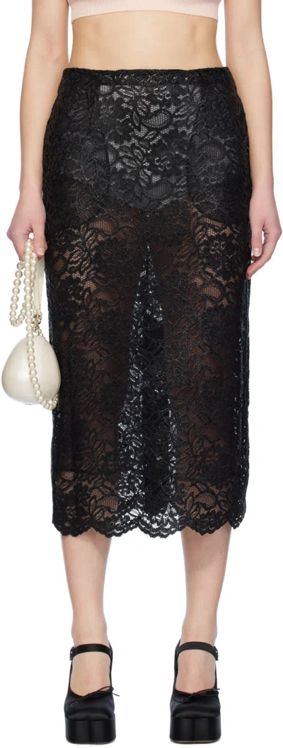 Simone Rocha Black Scalloped Midi Skirt