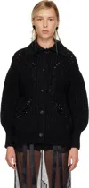 Simone Rocha Black Sculpted Chunky Knit Cardigan In Black