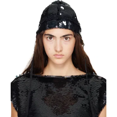 Simone Rocha Black Sequin Bonnet