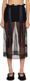 Simone Rocha Black Sheer Bow Ribbon Pencil Midi Skirt In Black