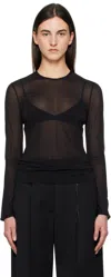 Simone Rocha Black Sheer Fitted Ballet Mesh T-shirt In Black
