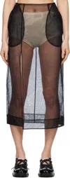 Simone Rocha Black Sheer Slit Pencil Midi Skirt In Black