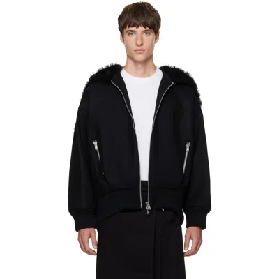 Simone Rocha Black Split Faux-fur Hood Jacket In Blue
