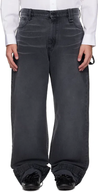 Simone Rocha Black Straight Leg Jeans In Gray