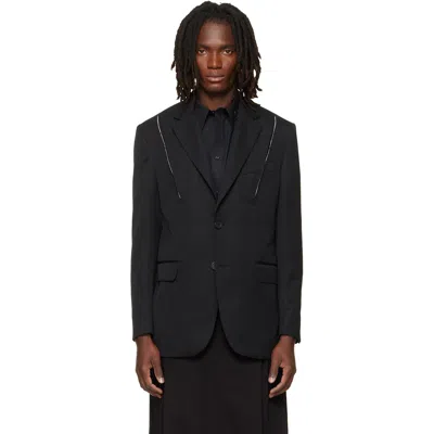 Simone Rocha Black Structured Slash Blazer In White