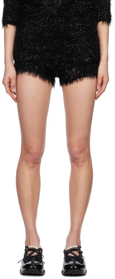 Simone Rocha Black Tinsel Knit Shorts