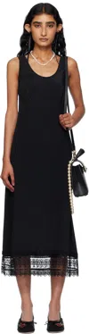 Simone Rocha Scoop Neck Lace Trim Midi Dress In Black