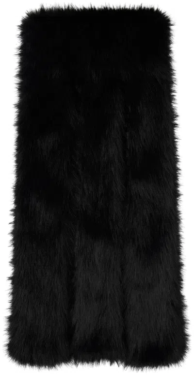 Simone Rocha Black Triple Slit Faux Fur Scarf