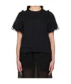 Simone Rocha Black Tulle Overlay Puff Sleeve Frill T-shirt In Black