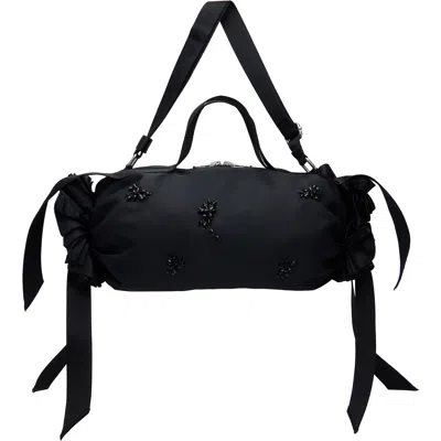 Simone Rocha Black Turbo Embellished Double Ribbon Rosette Bag In Black/jet