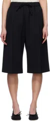 Simone Rocha Black Wide Leg Long Shorts In Black