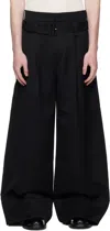 Simone Rocha Black Wide Leg Multi Belt Loop Trousers In Black