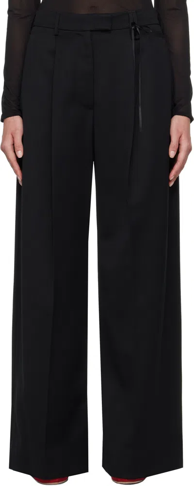 SIMONE ROCHA BLACK WIDE LEG PUDDLE TROUSERS